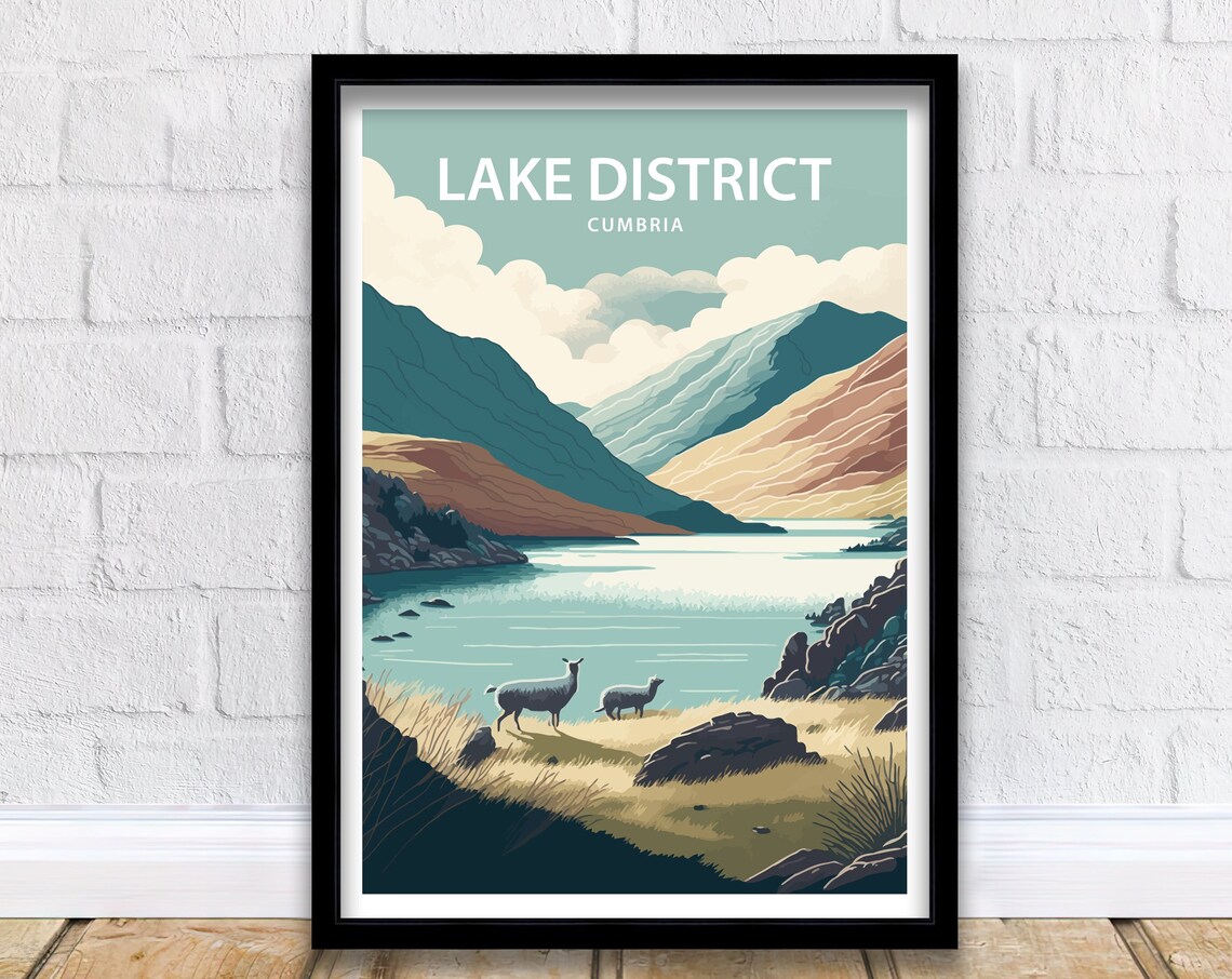 Lake District Travel Poster, Travel Art Print