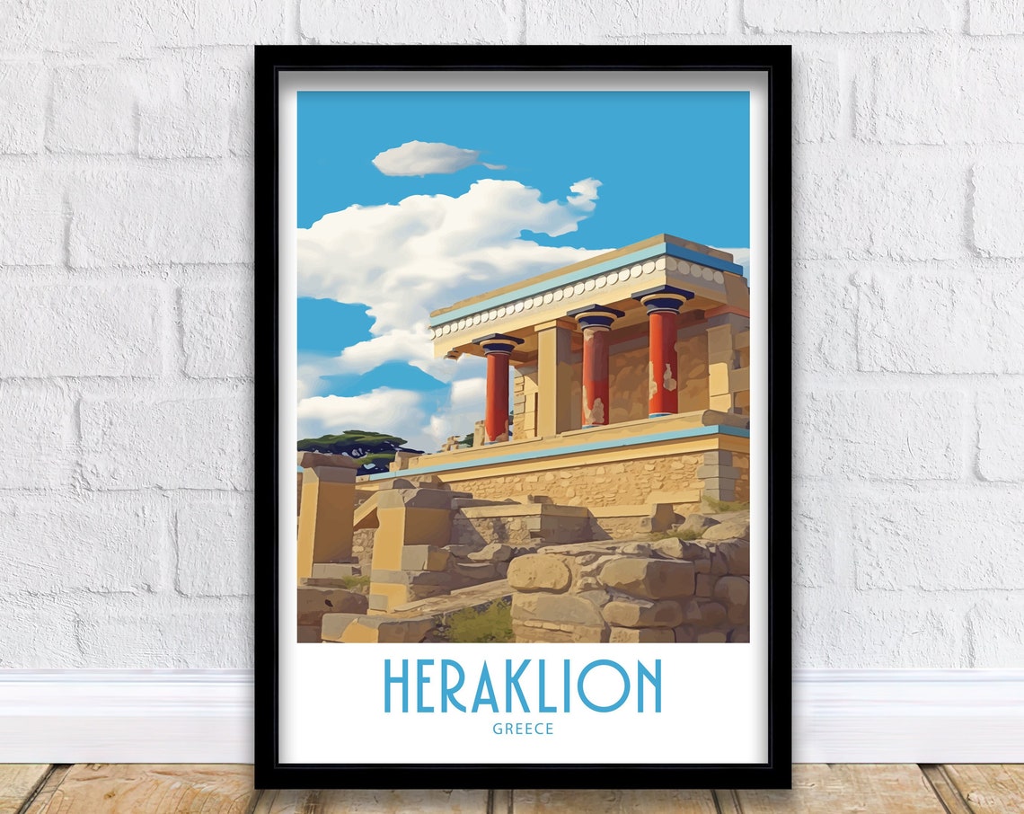 Heraklion Crete Palace of Knossos Ancient Ruins Travel Poster