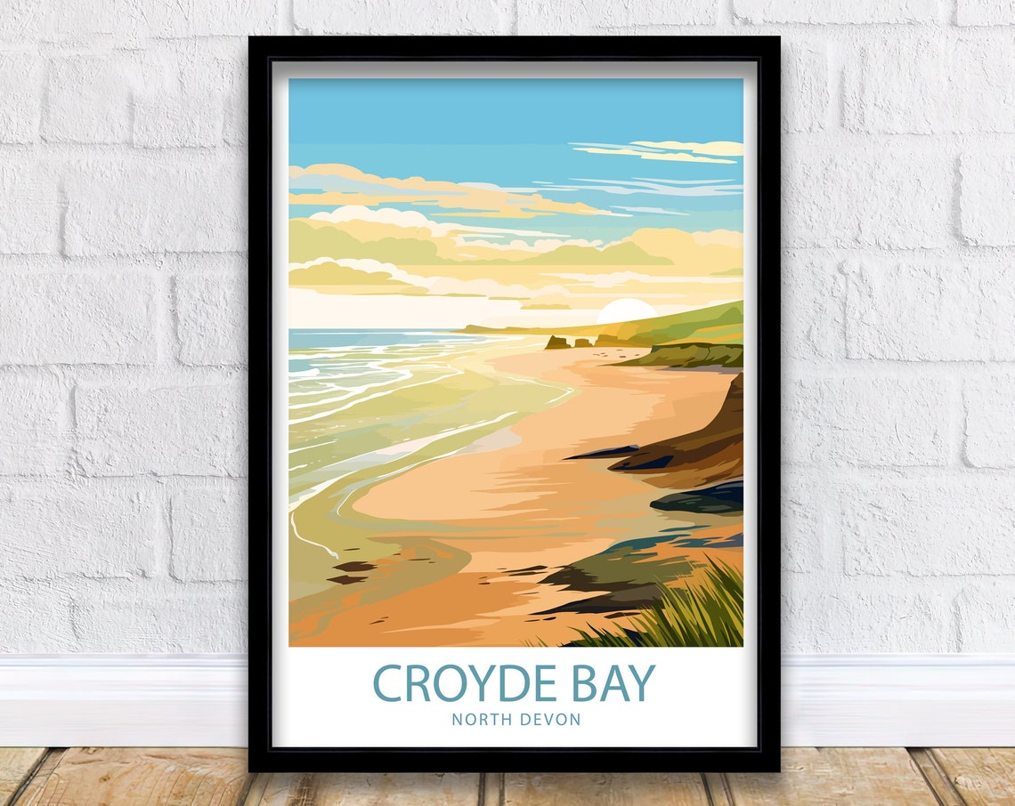Croyde Bay North Devon Sandy Beach Sunset Coastal Travel Poster