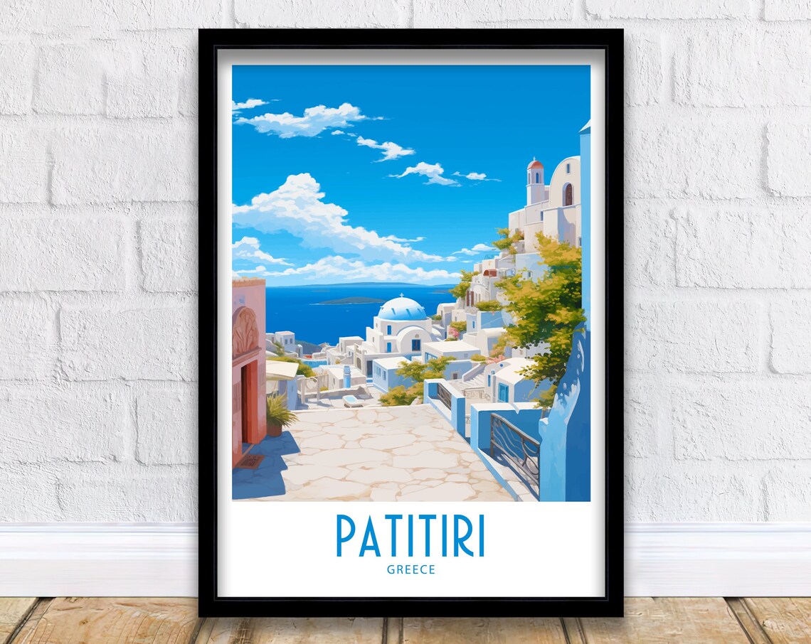Patitiri Greece White Village Blue Dome Church Aegean Blue Sky Poster