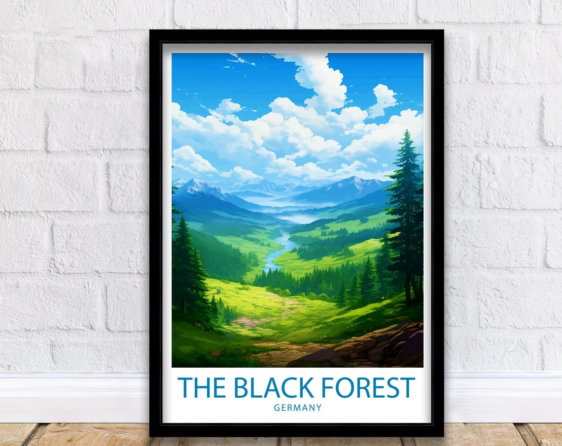 The Black Forest Germany Pine Valley River Mountain View Travel Poster