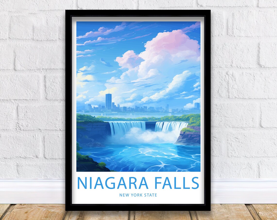 Niagara Falls New York State Falls City Skyline Illustrated Poster