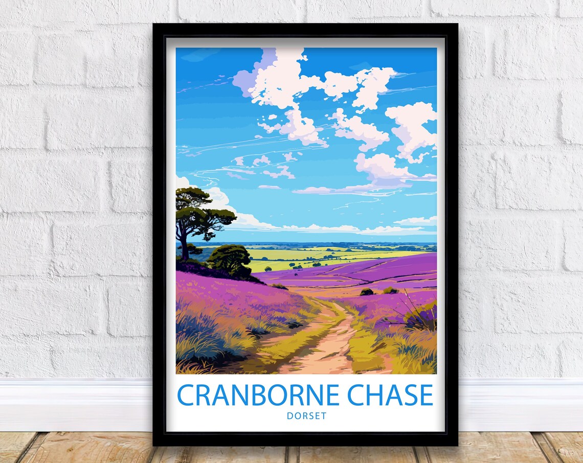 Cranborne Chase Dorset Purple Heather Moorland Country Walk Poster
