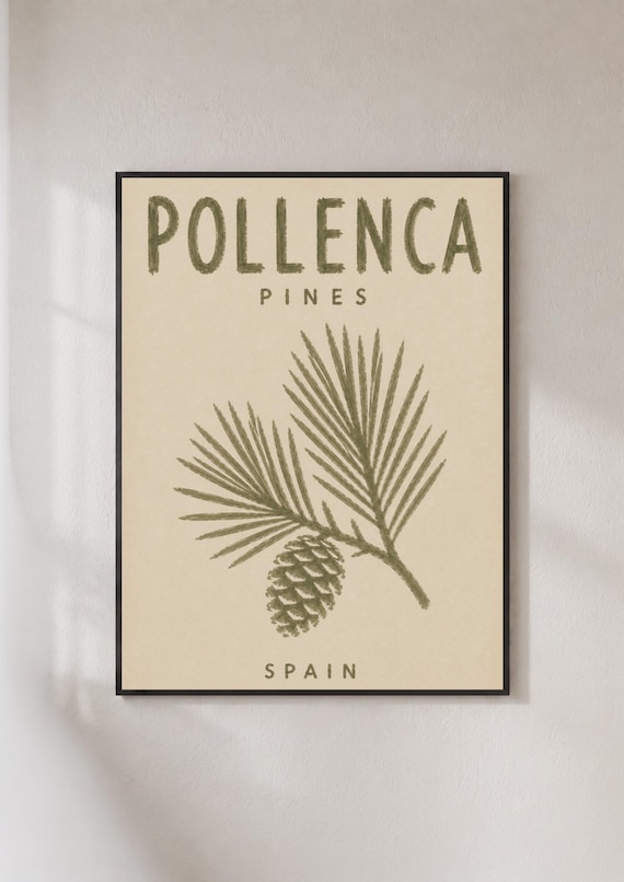 Pollenca Pines Spain Pine Cone Botanical Mallorca Travel Poster