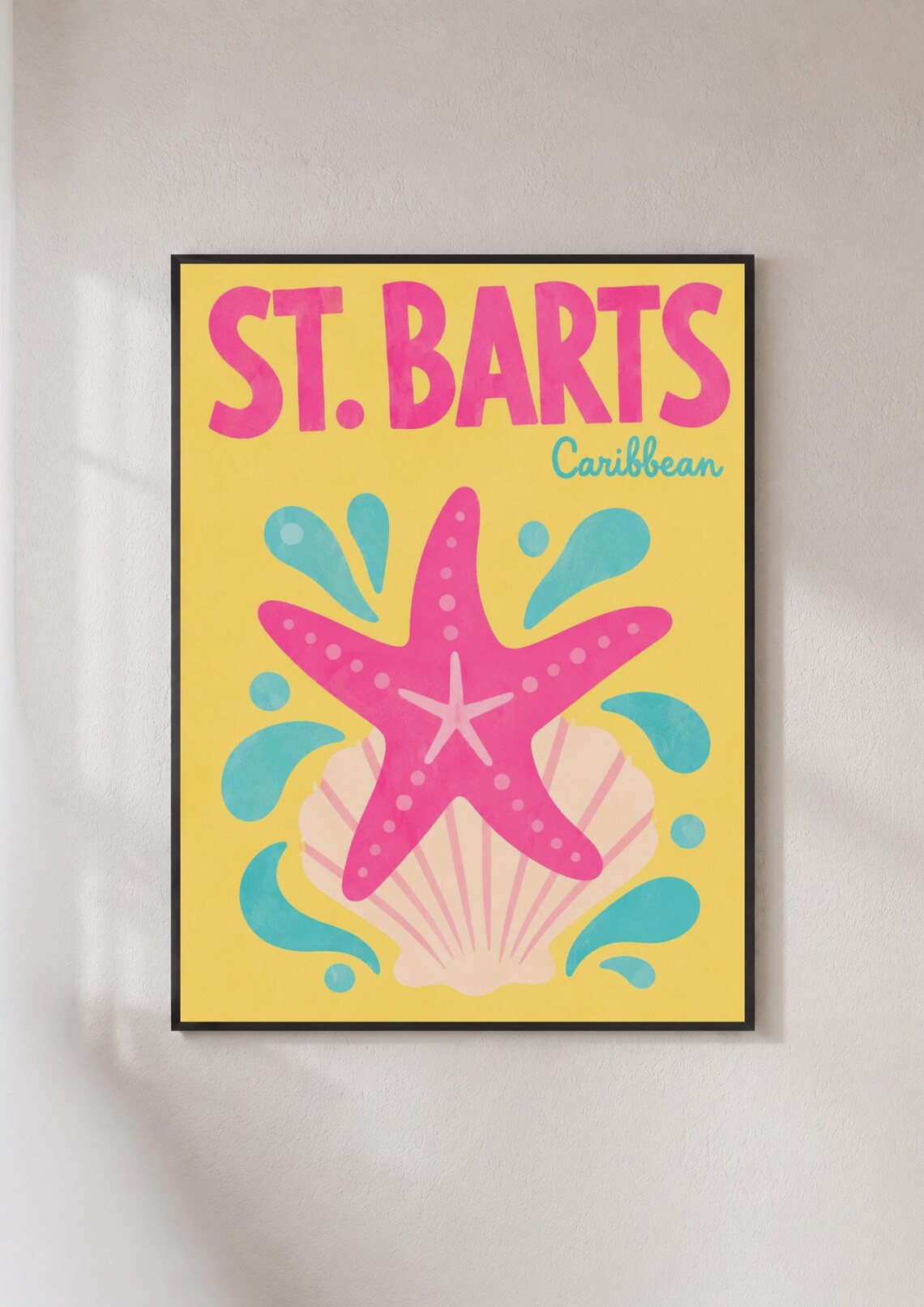 St Barts Caribbean Travel Poster, Retro Beach Print