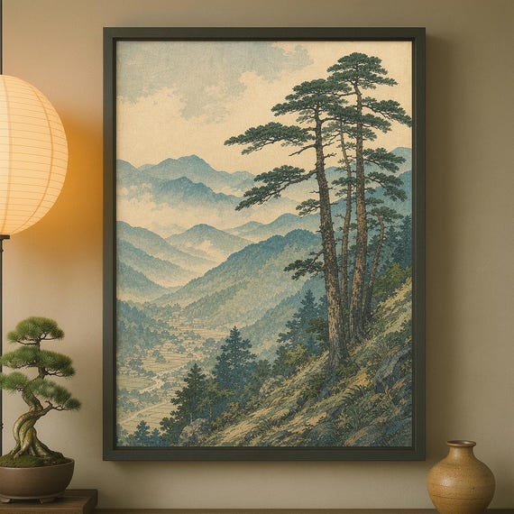 Japanese Mountain Landscape Print