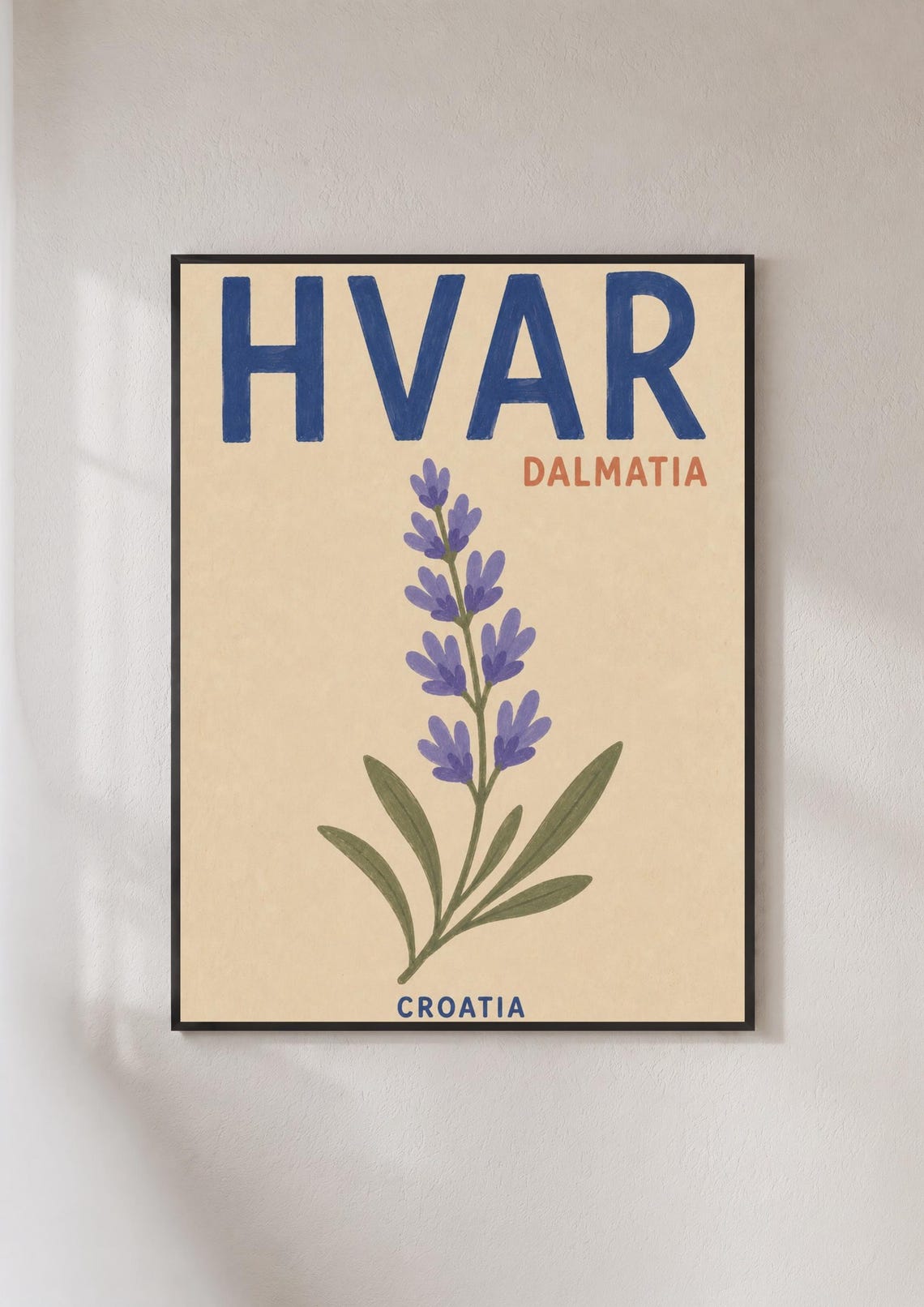 Hvar Dalmatia Croatia Retro Travel Poster Lavender Sprig Bloom