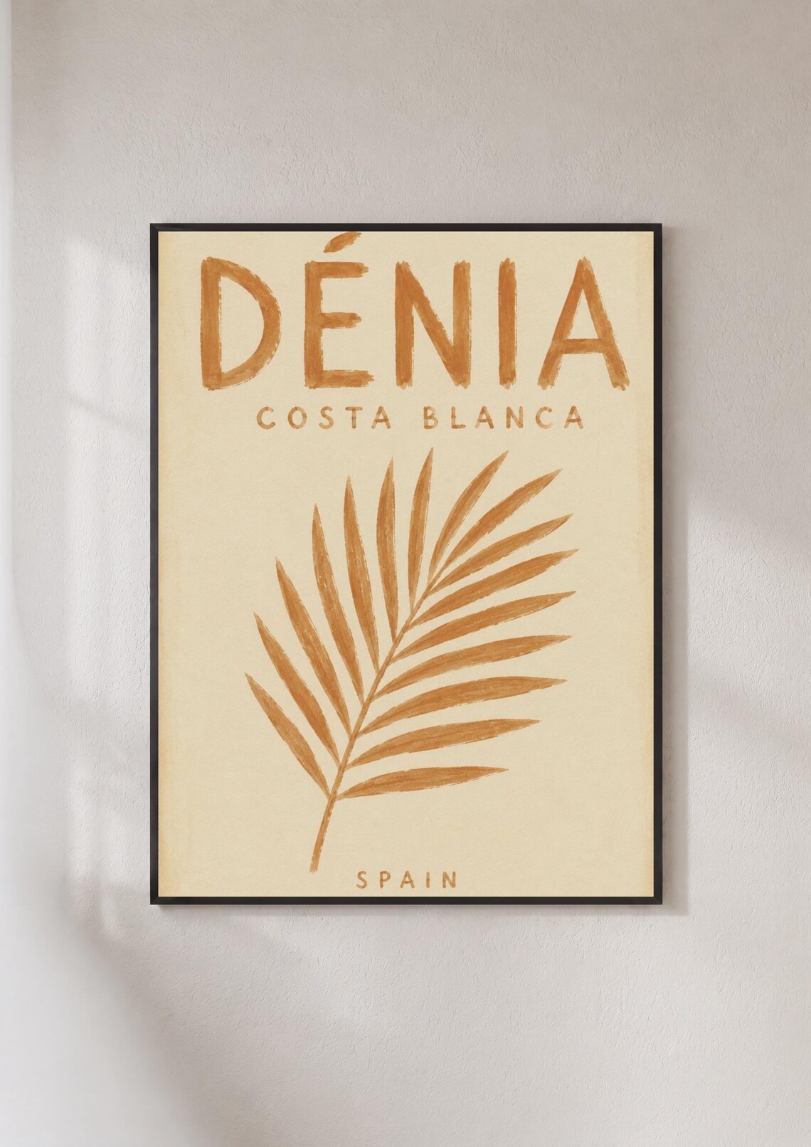 Denia Costa Blanca Spain Travel Poster Vintage Palm Leaf Beach Art