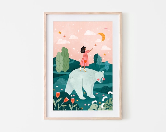Make A Wish Soley Bear Nursery Art Print, Boho
