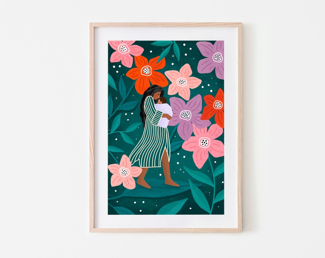 Floral Garden Motherhood Illustration Art Print