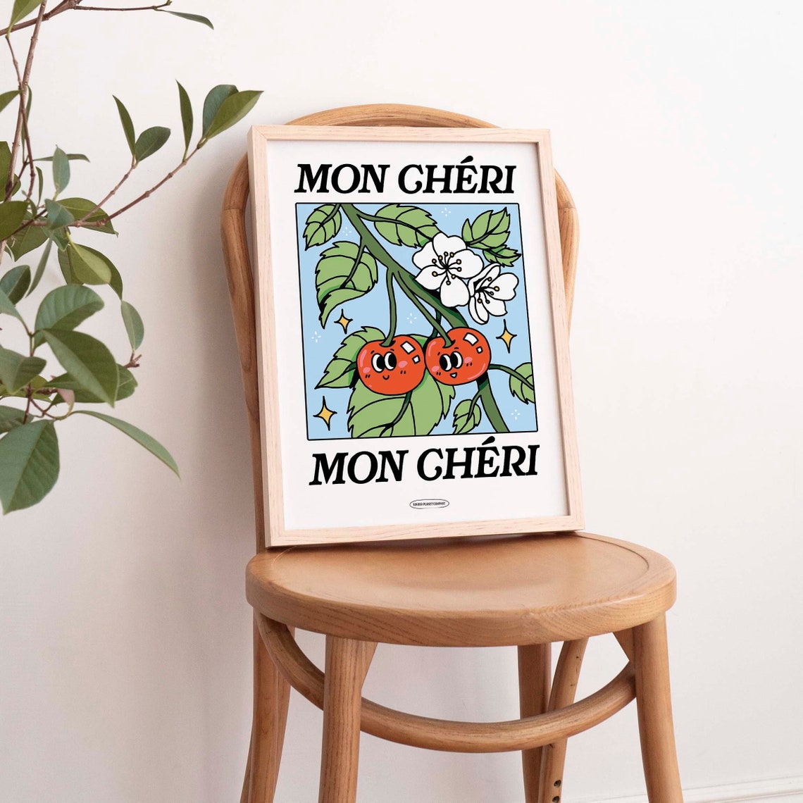 Mon Cheri Cute Cherry Blossom French Kitchen Illustration Poster - Image 4