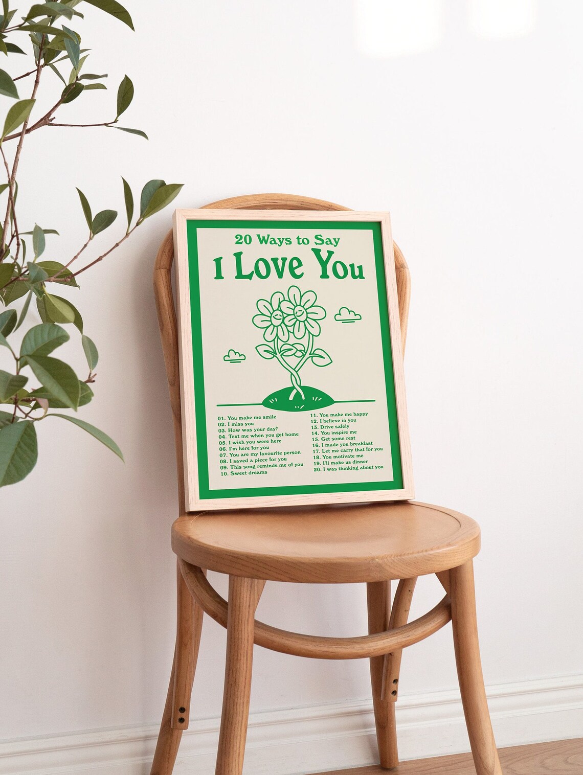 I Love You Retro Quote Art Print, Green Typography - Image 3