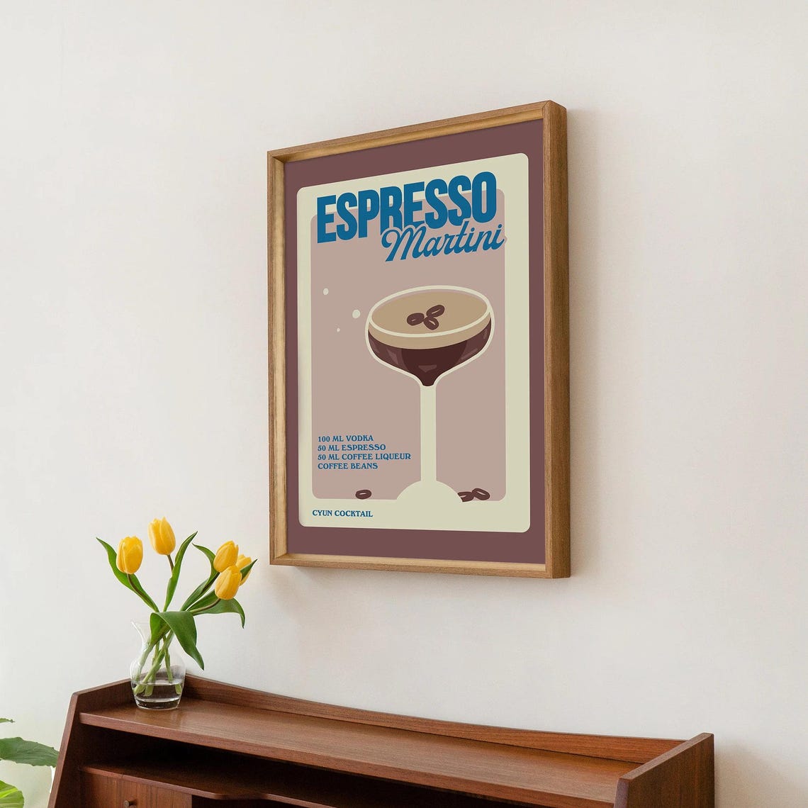 Espresso Martini Vodka Cocktail Recipe Retro Bar Kitchen Poster - Image 2