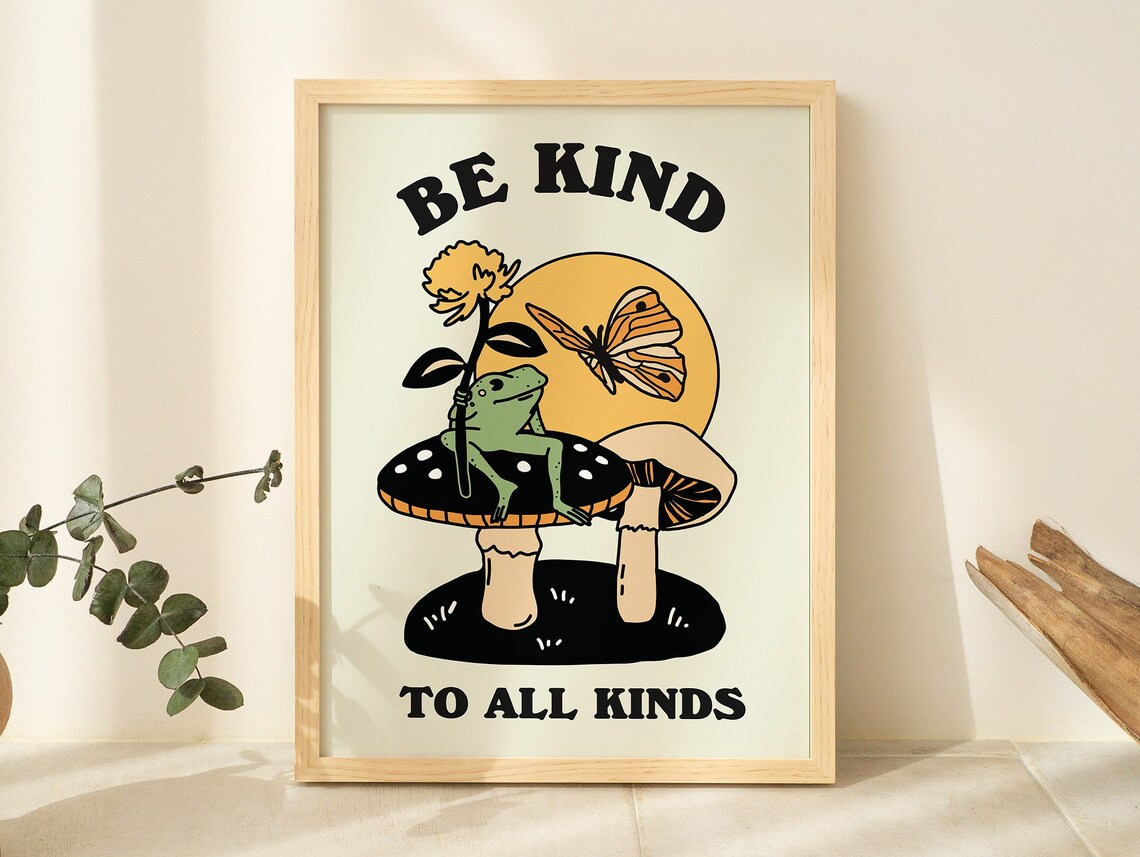 Retro Frog Mushroom Illustration Art Print - Image 2