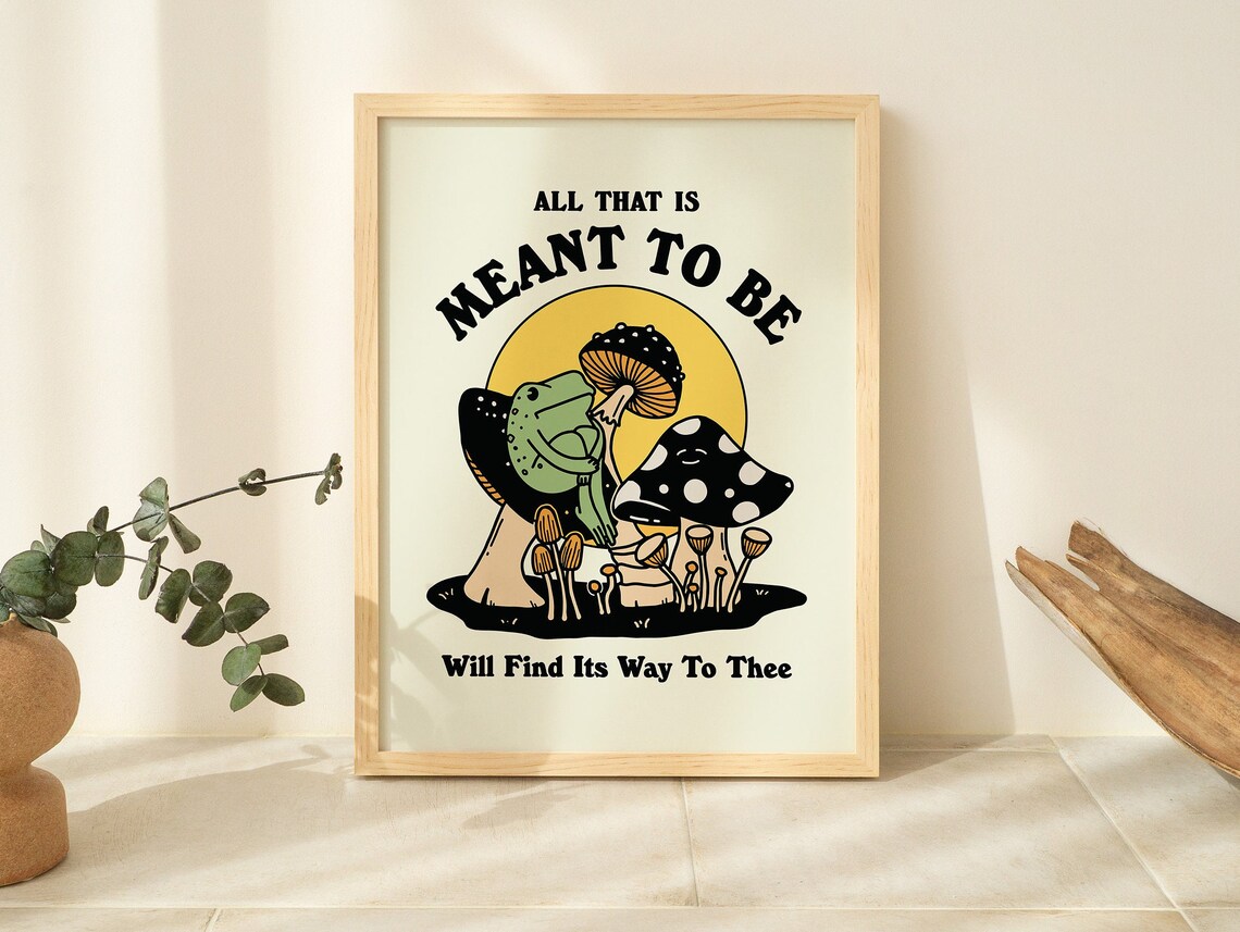 Retro Frog Vintage Mushroom Illustration Art Print - Image 2