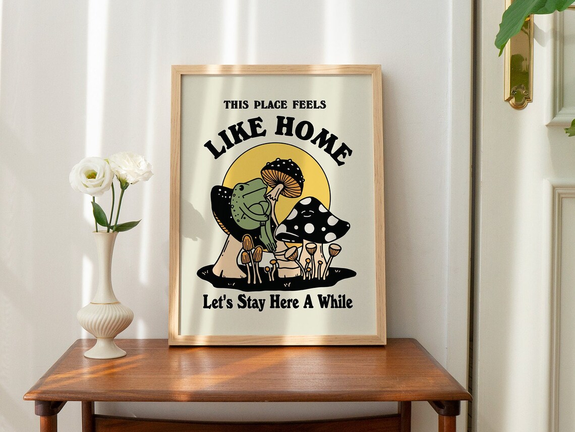 Retro Frog and Mushroom Poster, 70s-Inspired - Image 3