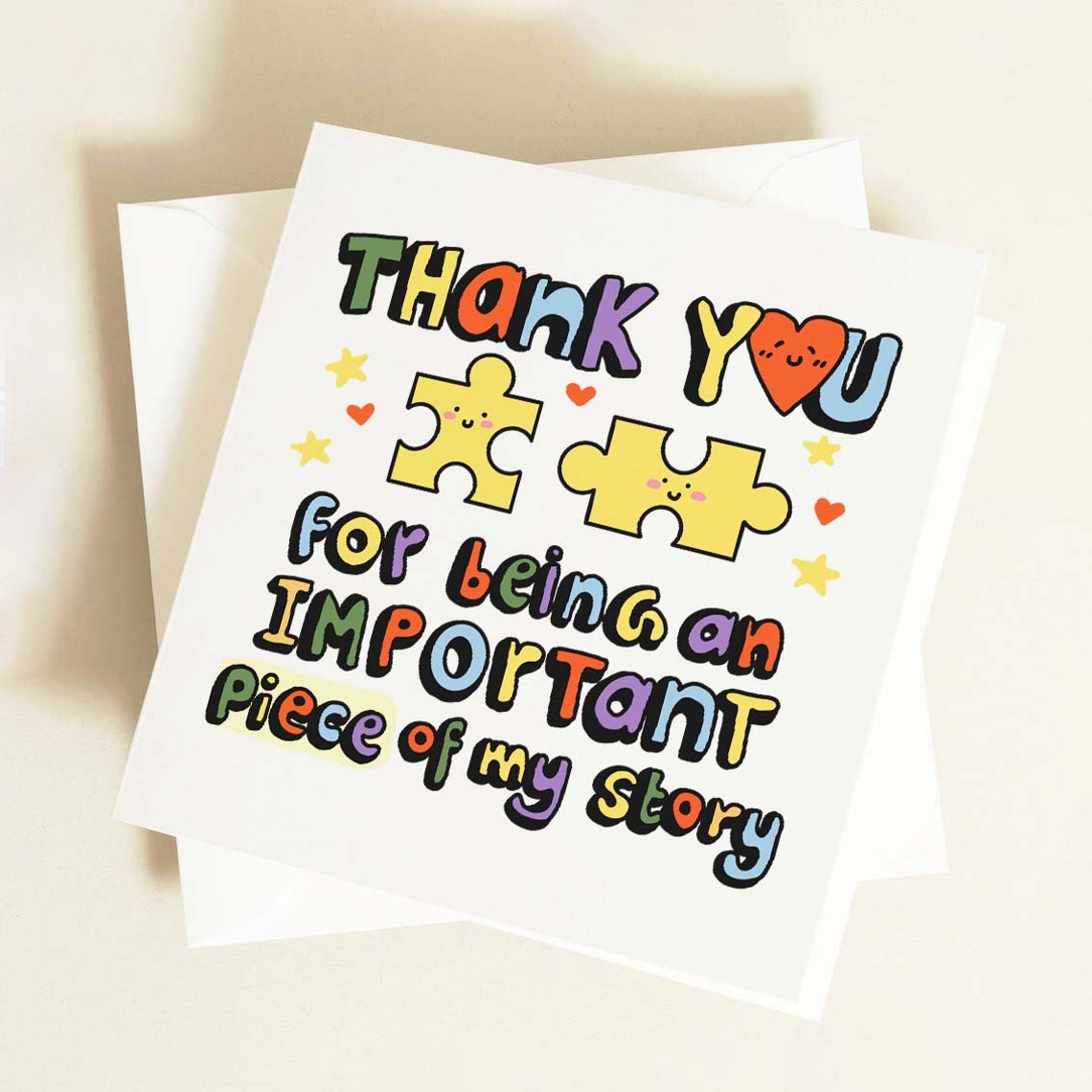 Thank You For Being Such An Important Piece Of My Story Card Teacher Thank You Card Best Friend Mentor Greeting Card End Of School Card - Image 2