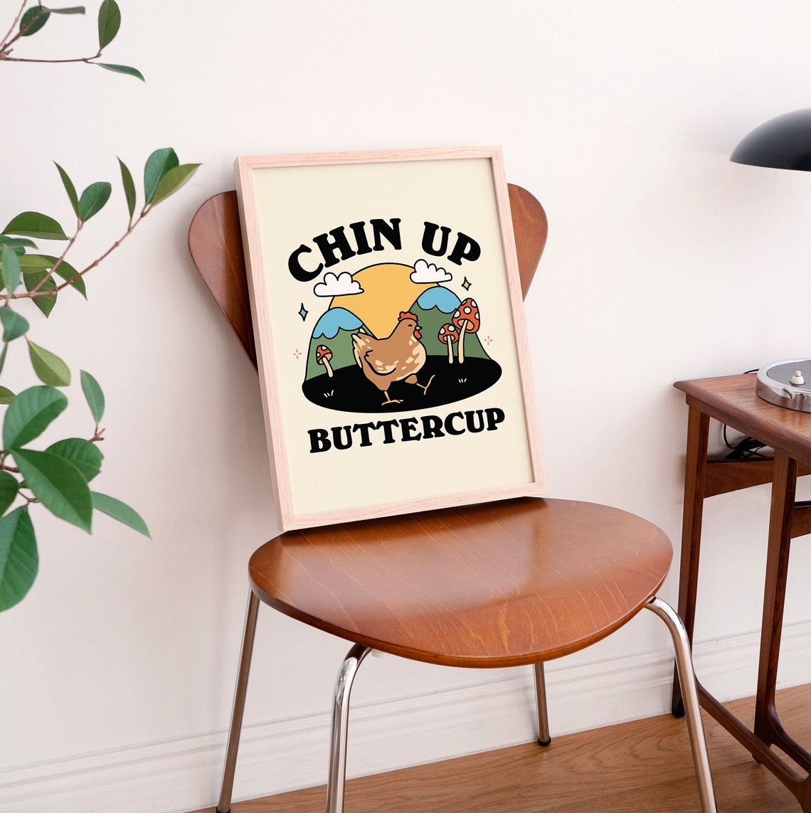 Cute Chicken Wall Print Retro Hen Illustration Classroom Print Cottagecore Positive Quote Cute Print Kids Room - Image 2