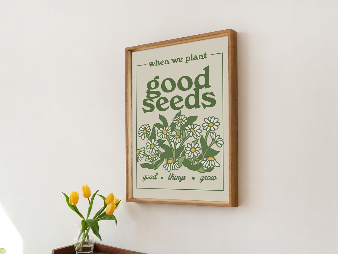 Botanical Happy Quote Print, Retro Wildflowers - Image 3