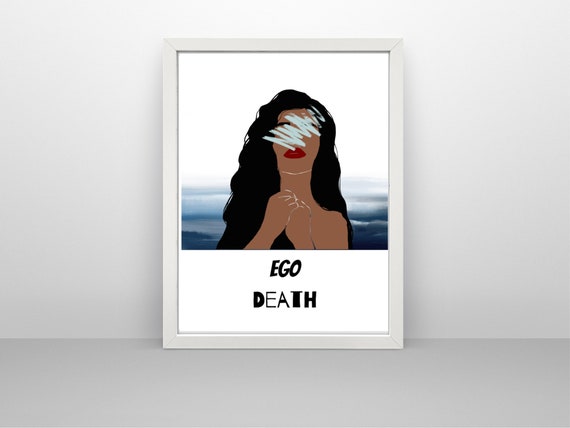 Ego Death Print Instant Download Female Illustration Phrase Print Woman Illustration Boho Art Wall Art
