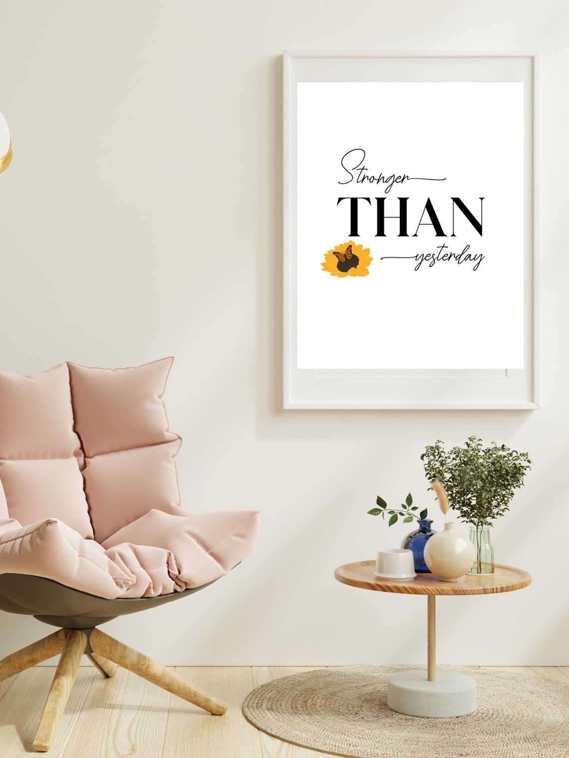 Stronger Than Yesterday Sunflower Motivational Typography Wall Art - Image 3