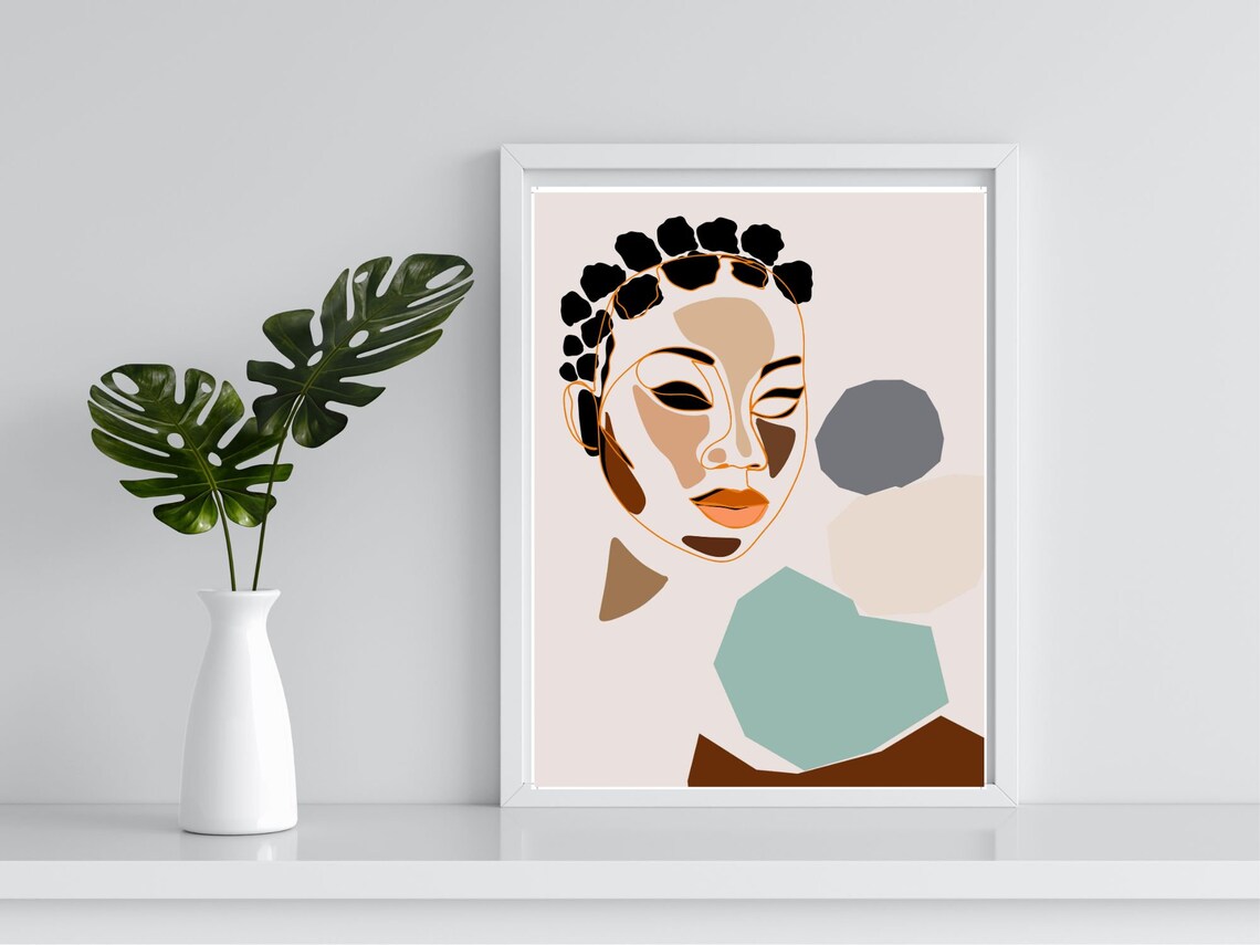 Bantu Knots Abstract Line Face Geometric Modern Minimalist Art Print - Image 3