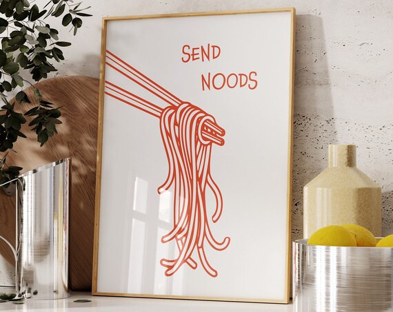 Send Noods Wall Art Aesthetic Kitchen Print Minimalist Food Print Asian Food Cute Kitchen Wall Art