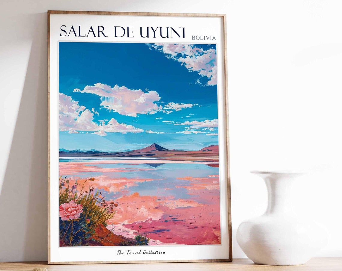 Salar De Uyuni Poster Bolivia Travel Print Bolivian Decor South America Travel Poster Salar De Uyuni Gift Salar De Uyuni Travel Poster