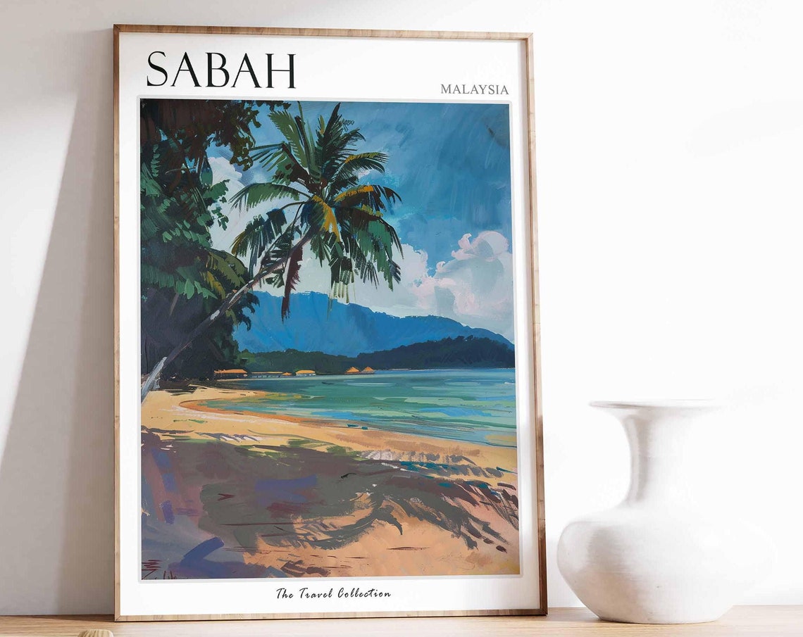 Sabah Poster Malaysia Travel Print Malaysian Decor Asia Travel Poster Asian Wall Art Botanical Print Sabah Gift Sabah Travel Poster