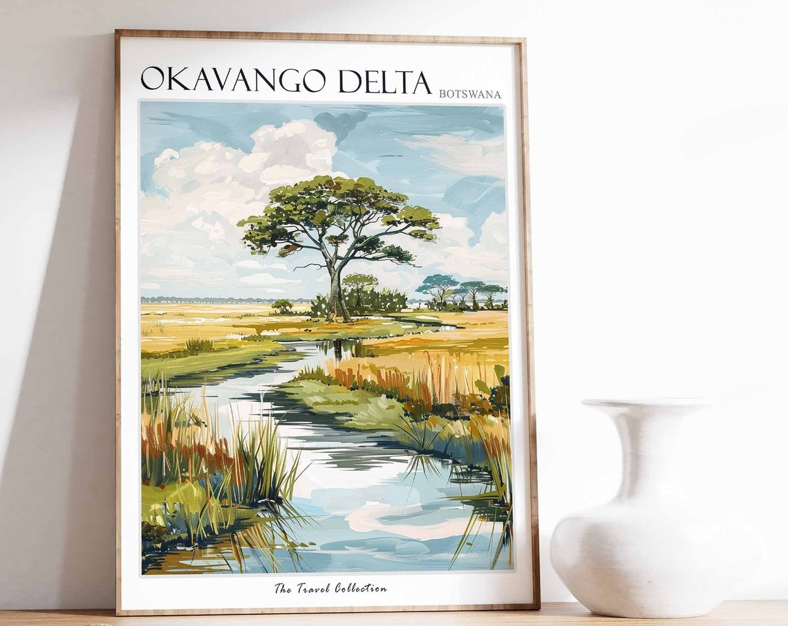 Okavango Delta Botswana Savanna Wetland Art Travel Collection Poster