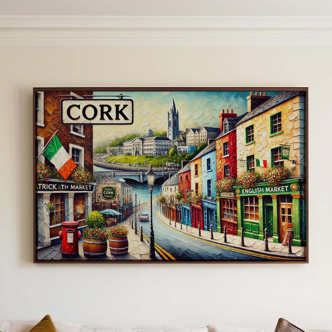 Cork Ireland City Map Travel Poster, European Map Art