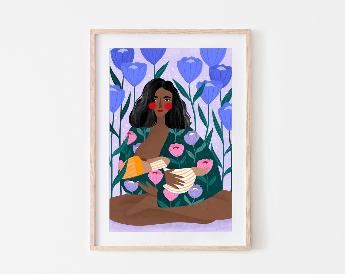 Breastfeeding Motherhood Illustration Art Print