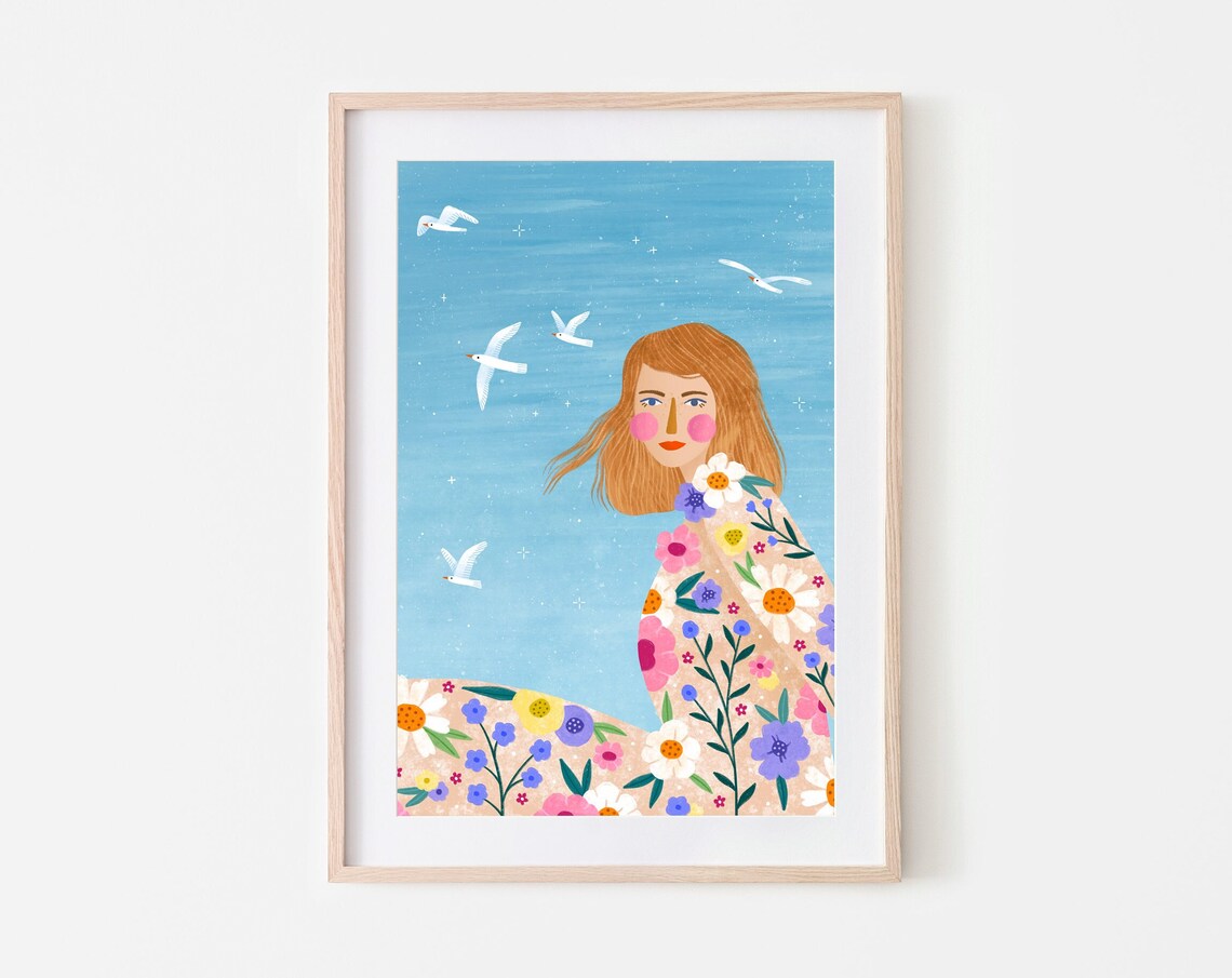 Taylor Illustrated Art Print, Floral Fan Art Decor