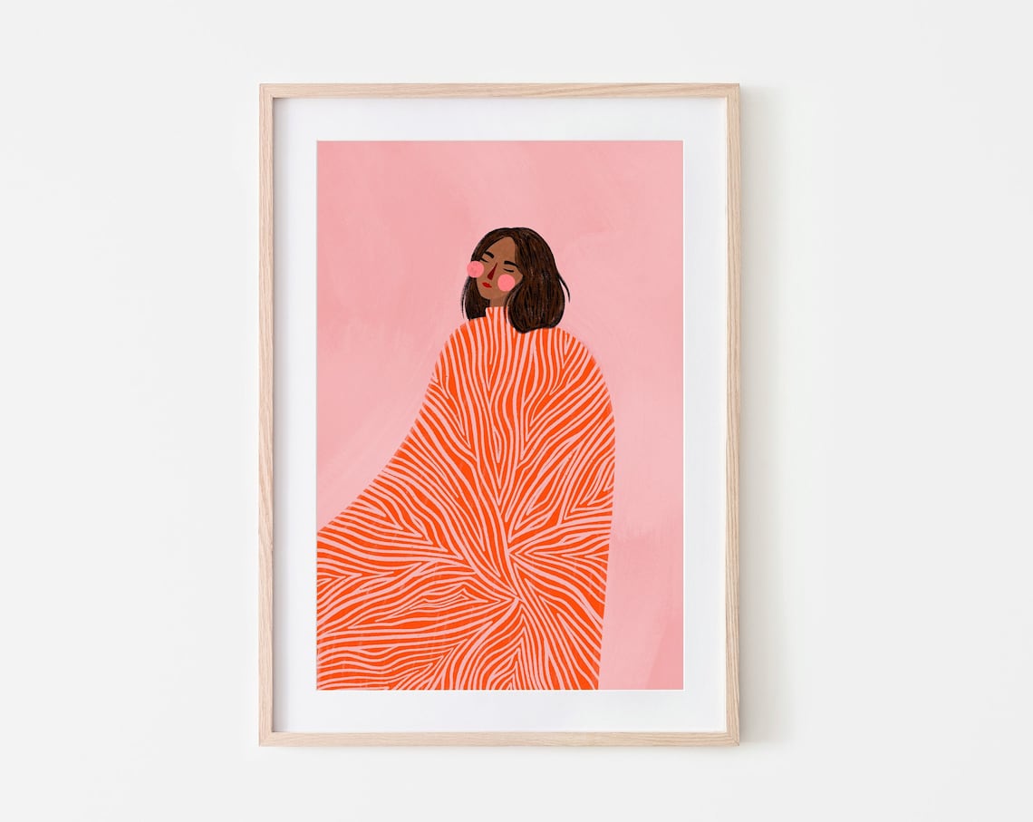 The Woman With Swirls, Minimal Portrait Art Print