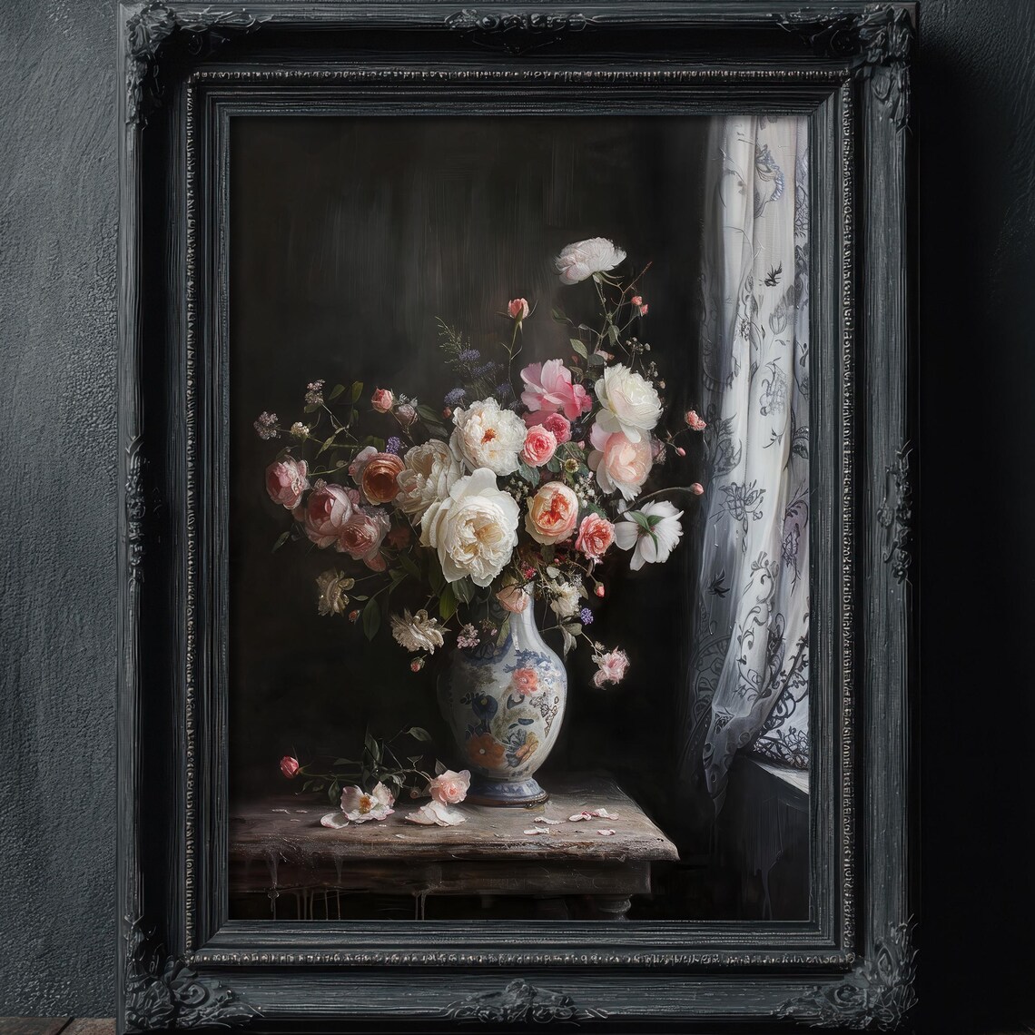 Moody Floral Still Life Vintage Botanical Art Print