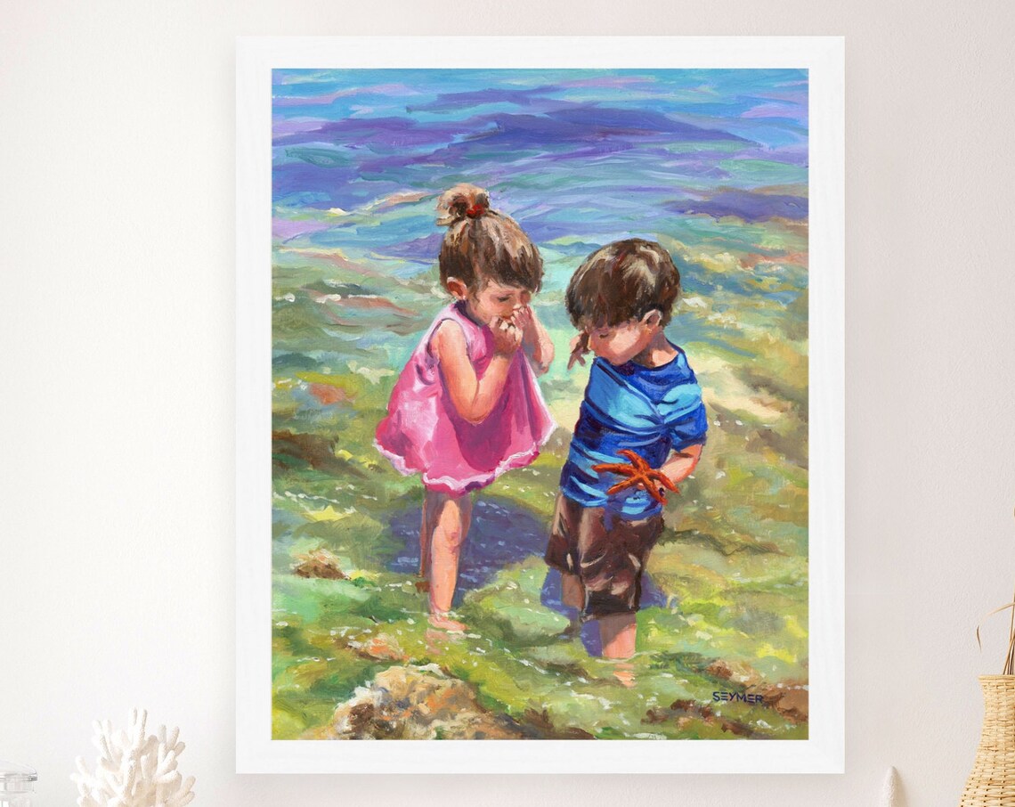 Beach People and Starfish, Summer Art Print - Image 5