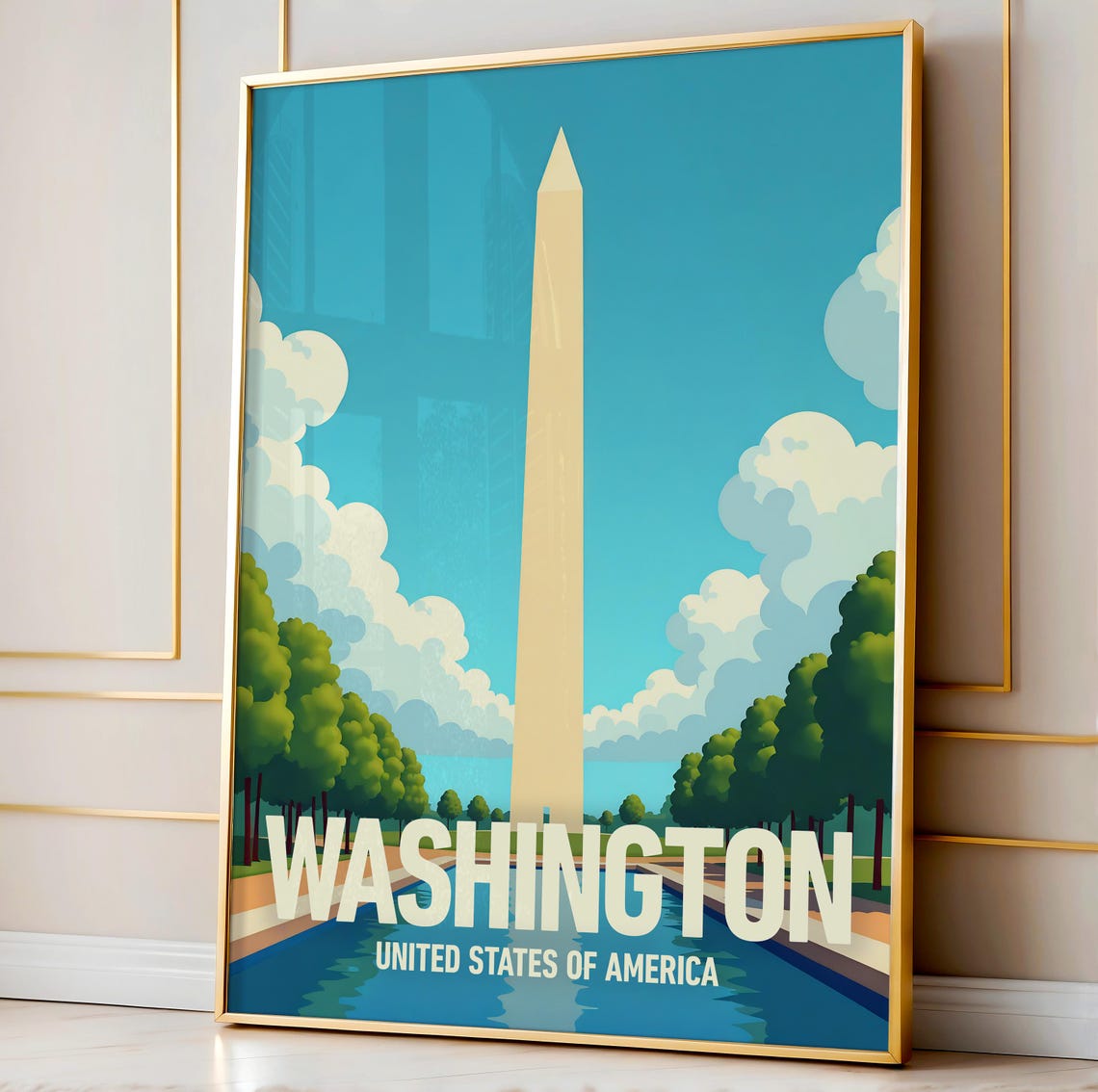 Washington DC Est 1790 Retro City Typography Poster for Travel Decor - Image 3