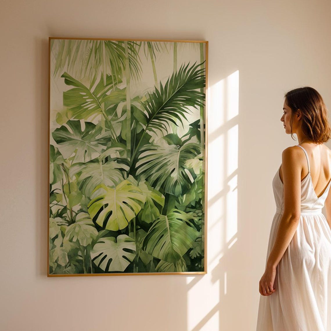 Botanical Jungle Print Tropical Monstera Leaf Art Poster For Modern Kitchen Or Living Room Green Drawing And Illustration File