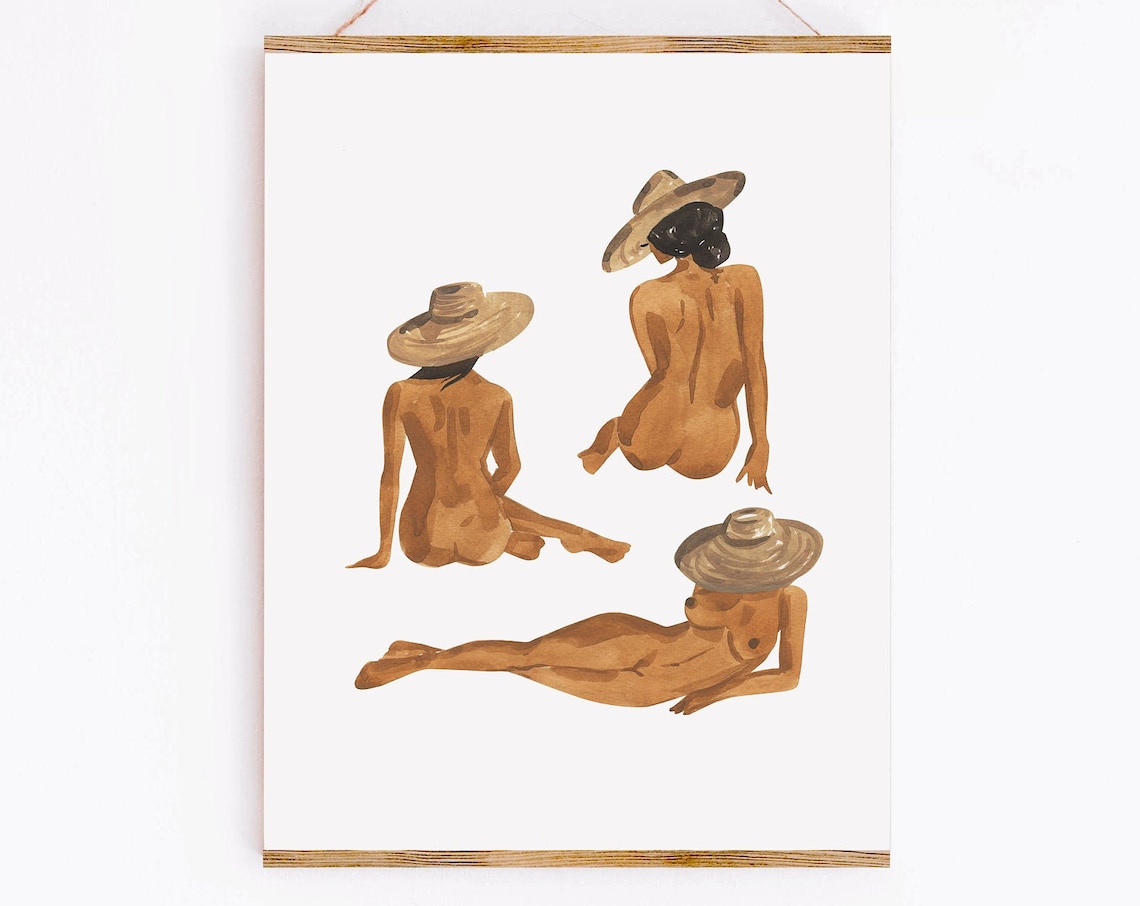 Figure Studies Watercolor Minimalist Boho Art Print