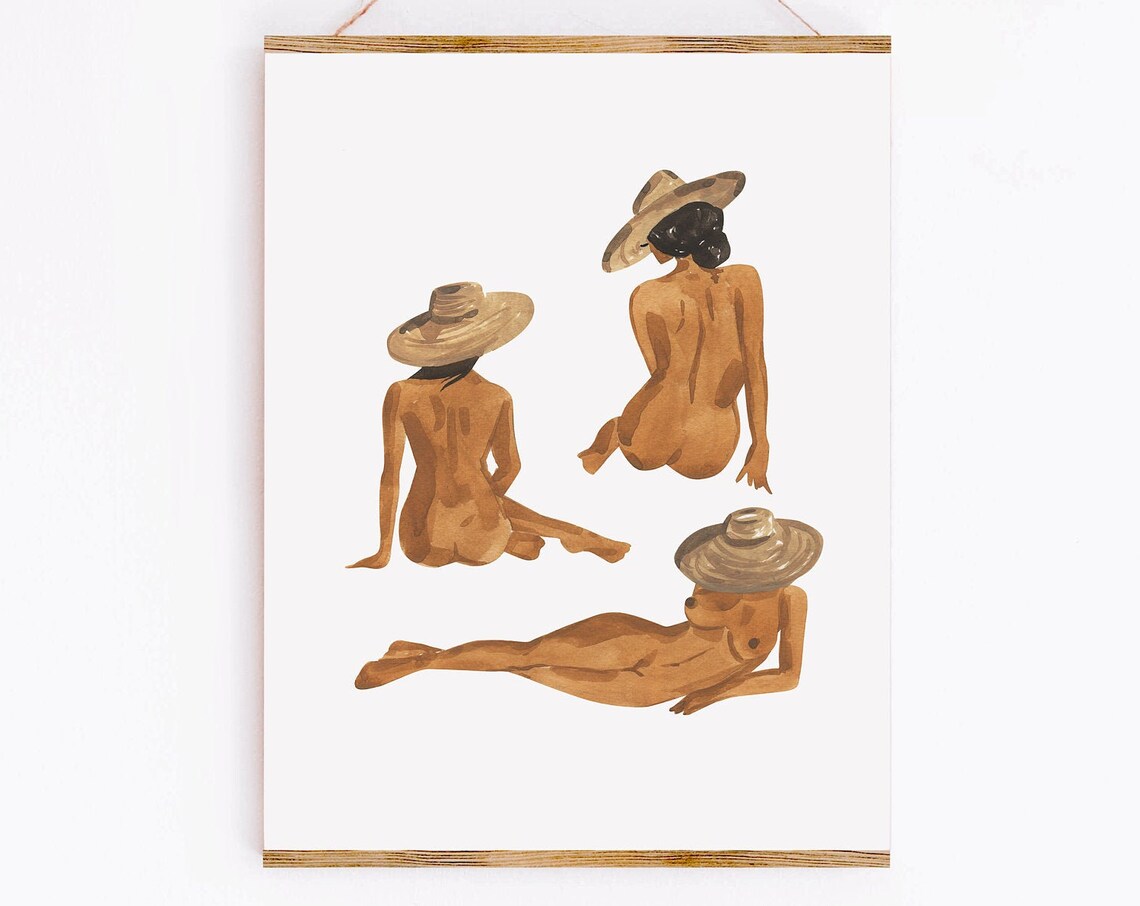 Figure Study Nude Portrait Watercolor Boho Art Print - Image 3