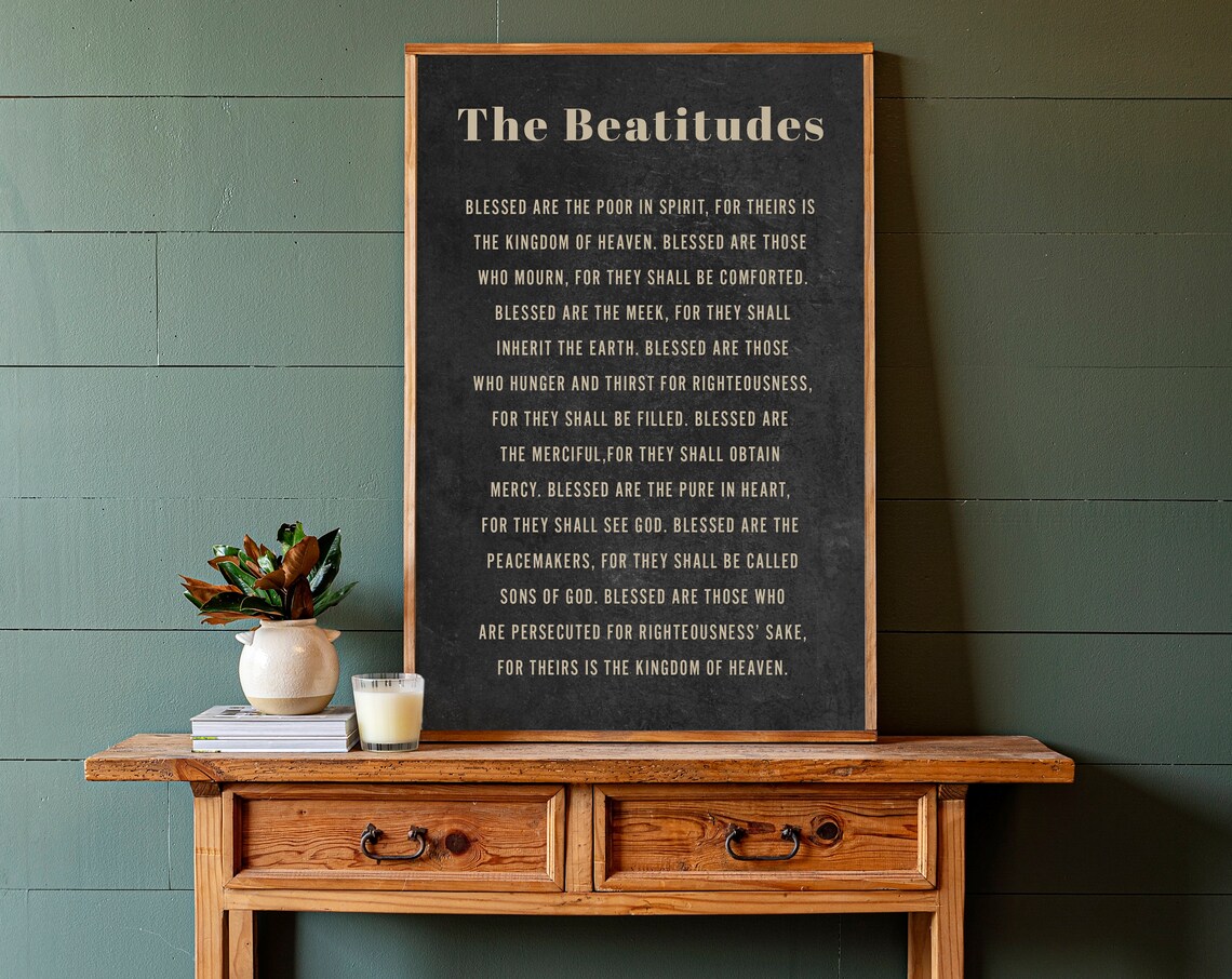 The Beatitudes Bible Verse Christian Wall Art Print