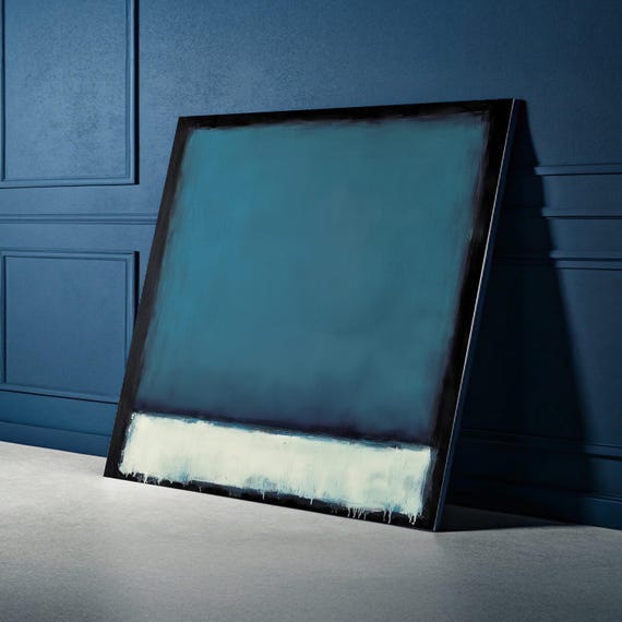 Mark Rothko Blue And White Abstract Canvas Modern Minimalist Wall Art Color Field Painting Contemporary Home Decor Ready To Hang