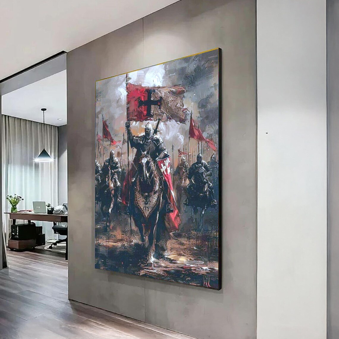 Medieval Knight Charge, Historical Battle Scene Art Print