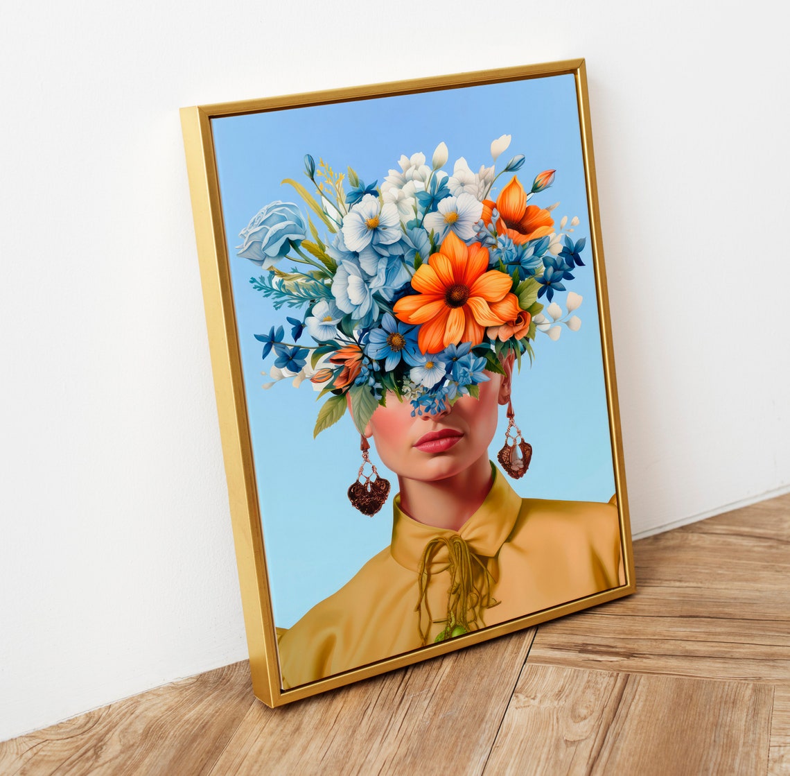 Blue Frida Kahlo Pop Art Portrait Print - Image 2