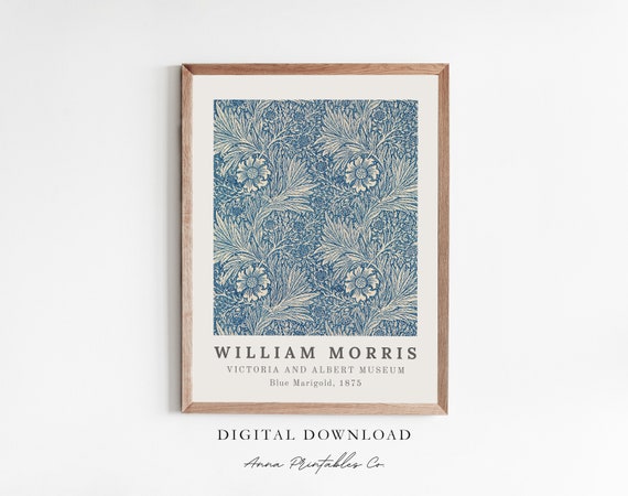 Blue Marigold William Morris Art Nouveau Poster Print