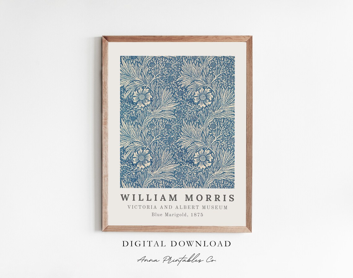 Blue Marigold William Morris Art Nouveau Poster Print
