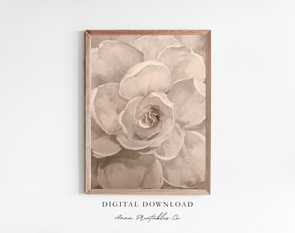 Bloom White Rose Vintage Oil Painting Art Print