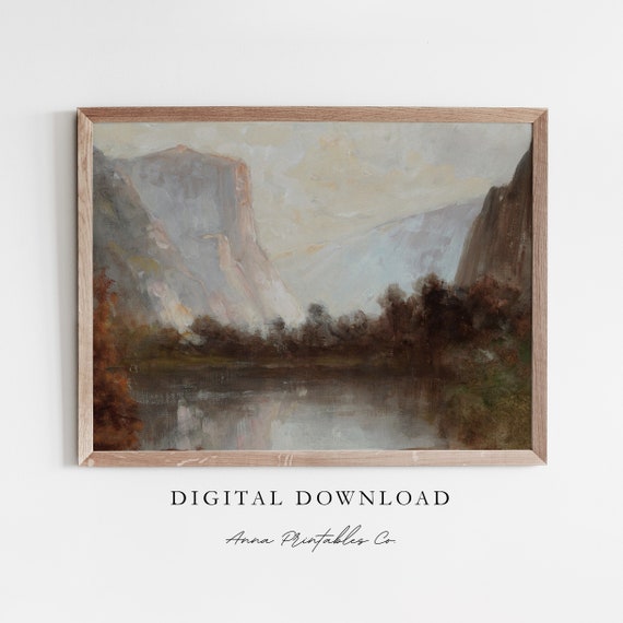 Yosemite Valley Antique Moody Landscape Art Print