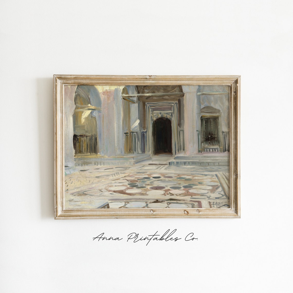 Moorish Mosque Courtyard Arches Vintage Travel Painting Poster - Image 2