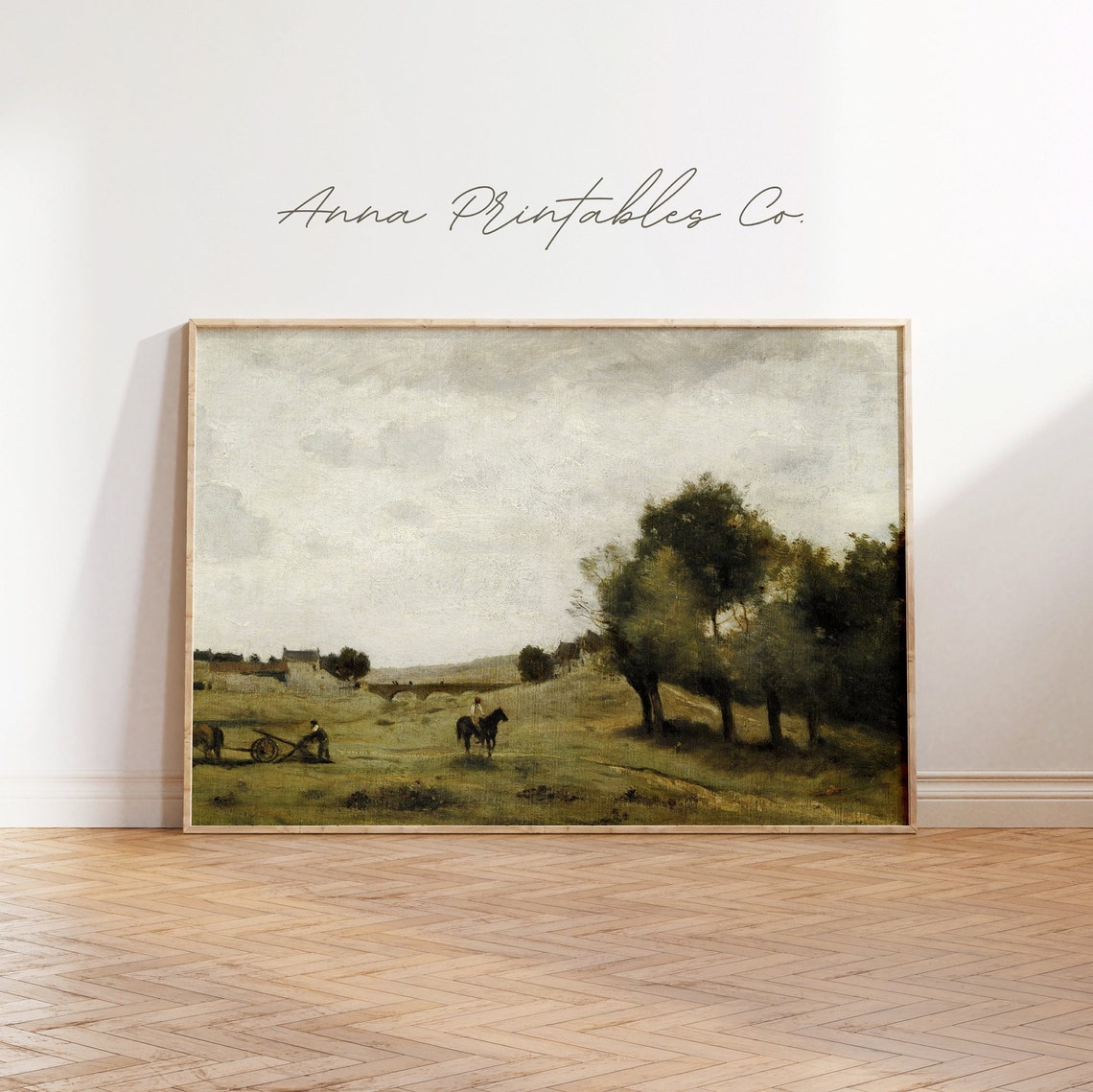 Farm Near Epernon Antique French Countryside Painting For Vintage Landscape Wall Art Cottage Farmhouse Decor - Image 2